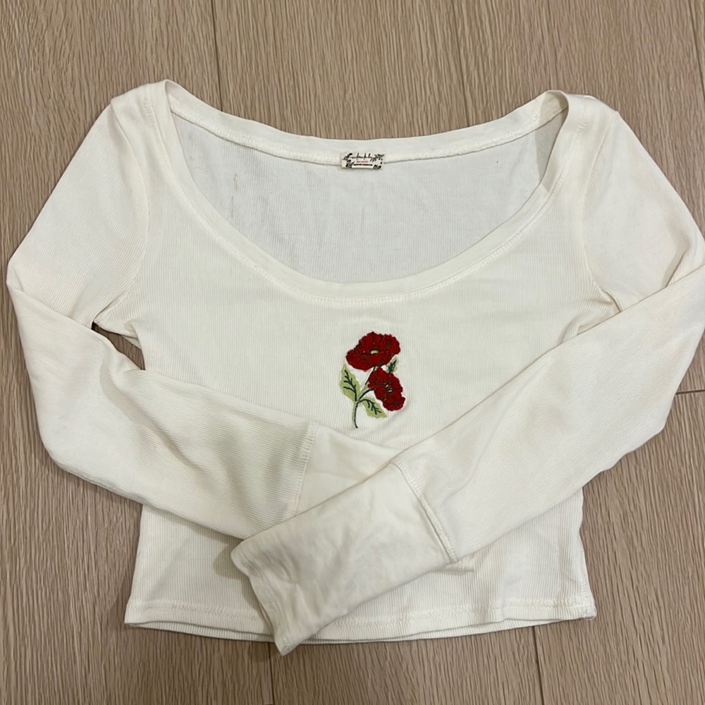 Free People Boat Neck Cropped Long sleeve
